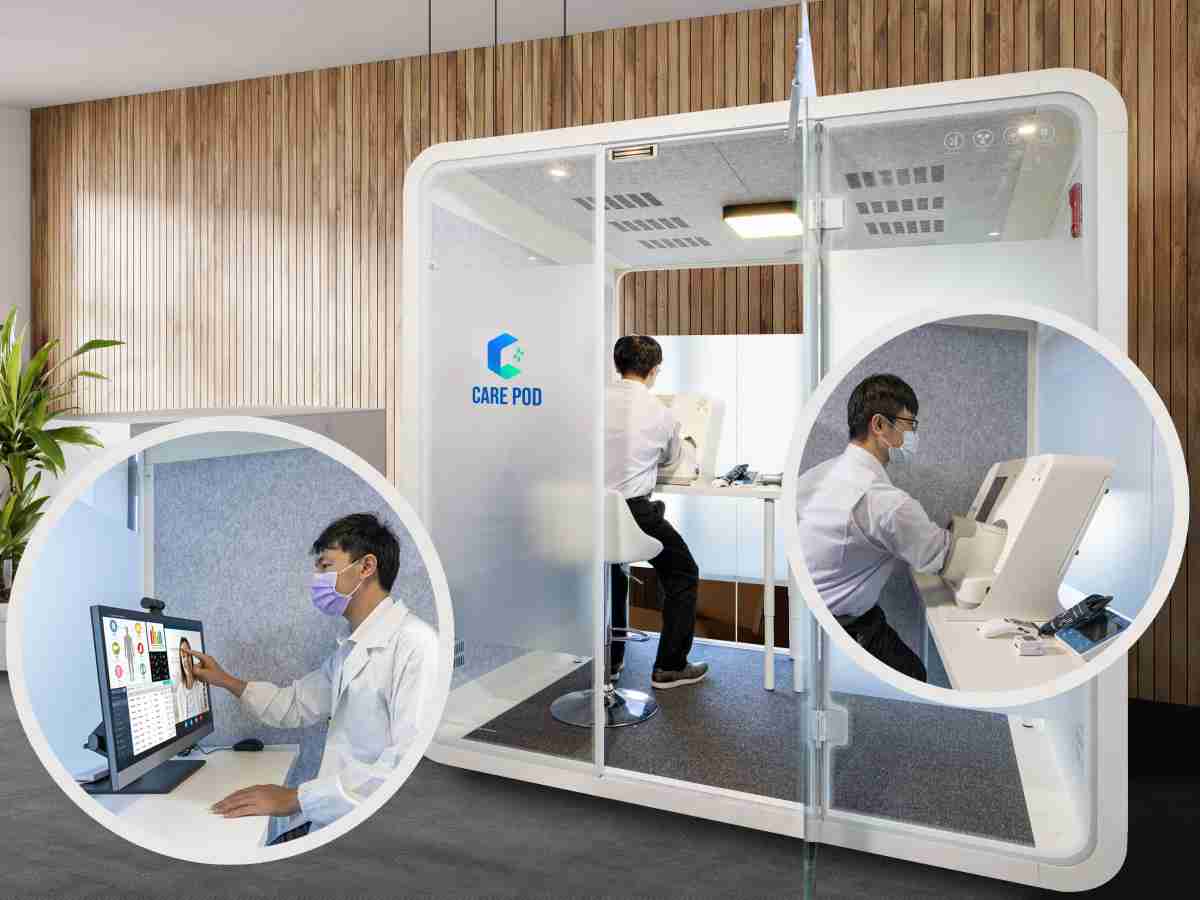 达擎于医疗科技展中展出＂远距诊疗舱＂，，，以因应医疗数字化及社会高龄化趋势下、、、复诊及慢性病患等族群对于远距看诊需求逐渐升高所推出的创新整合方案。。多功能合一、、、、高隐私性的远距诊疗舱可根据病患端与医师端的不同需求，，，提供弹性化及客制化功能，，节省医生和病患的精力及时间